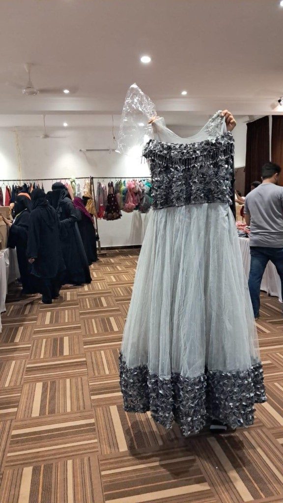Libaas Silver Blue Floral Gown